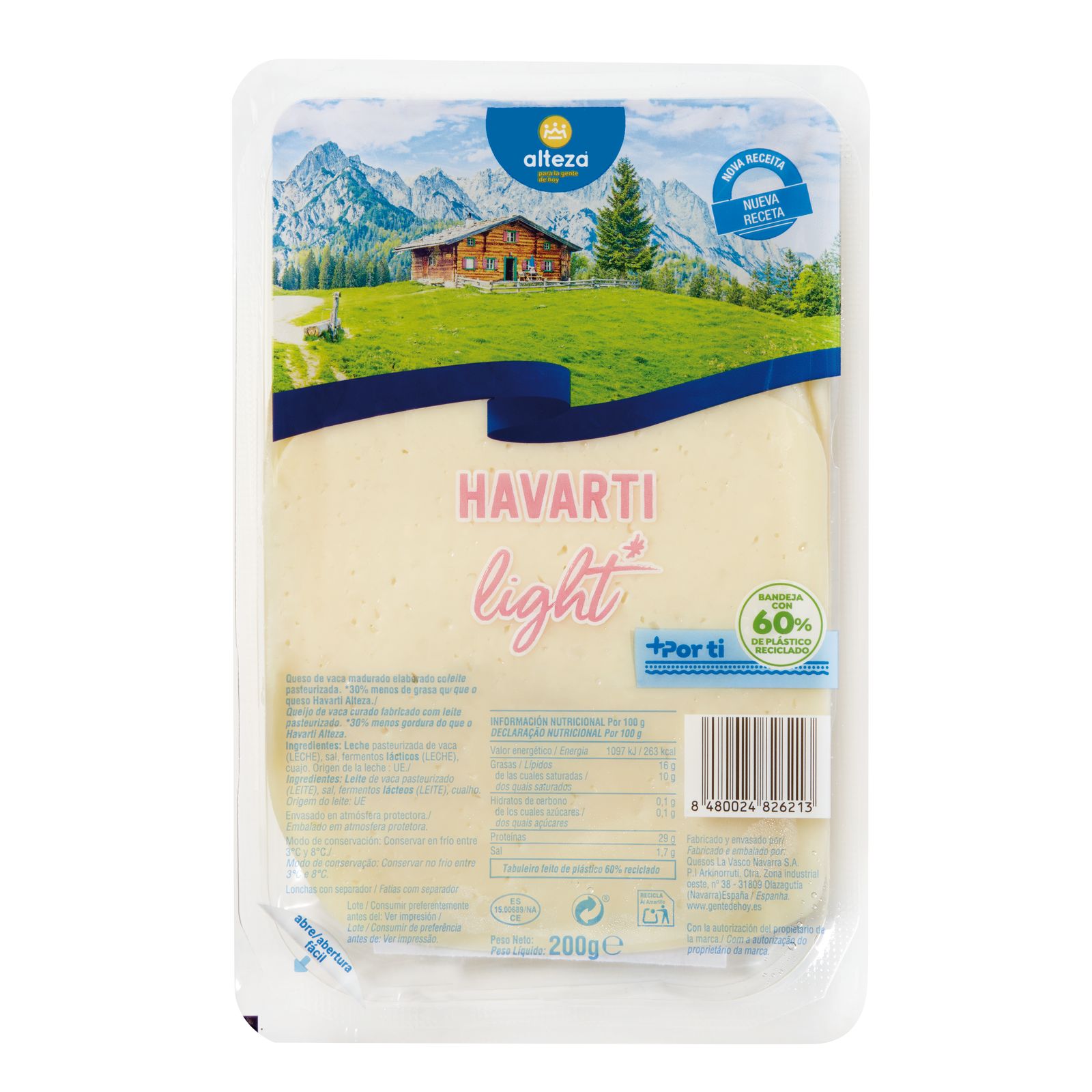 Queso Havarti Light Loncha 200G | La tienda Online de Hiperber